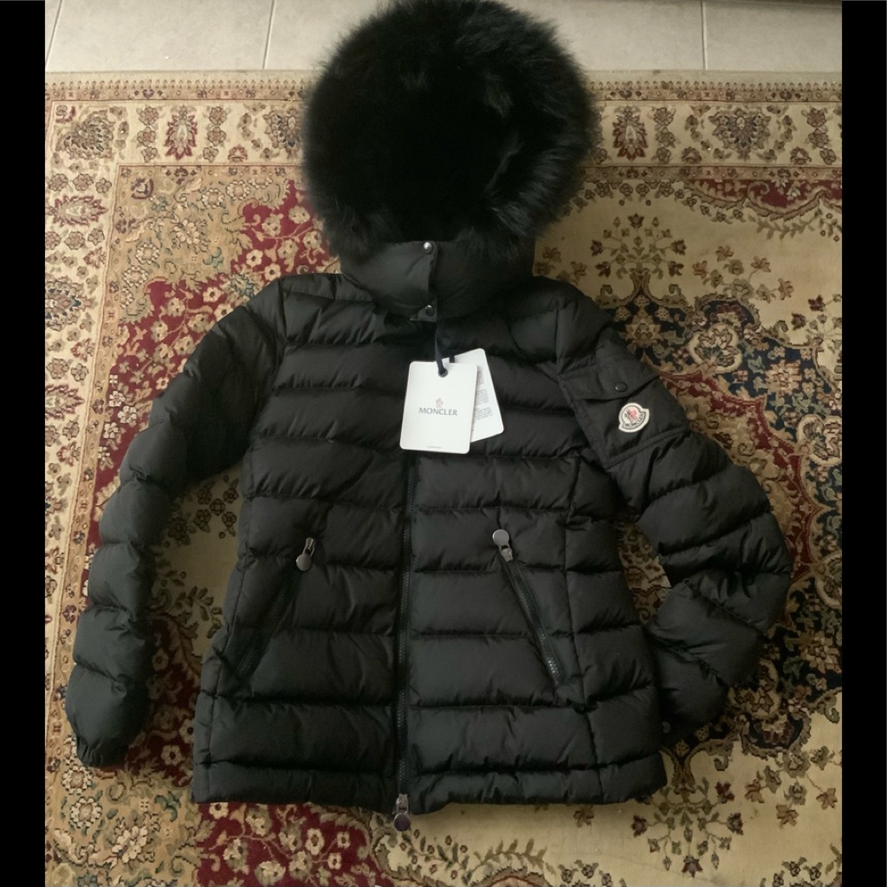 Moncler Women BADYFUR Puffer Coat/Jacket Fur Trim Hood Size 1